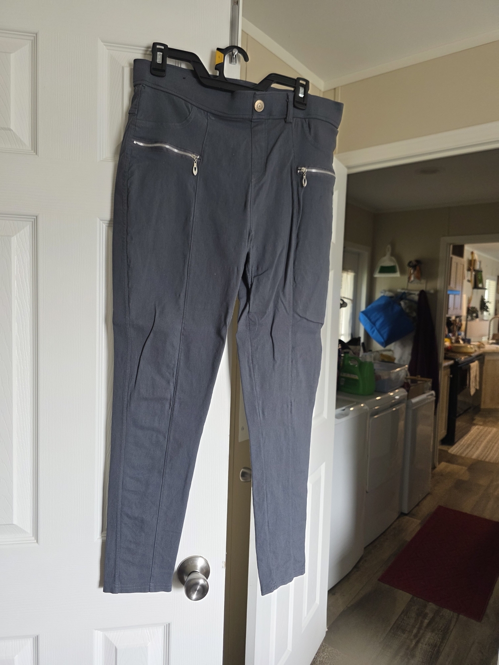 Dark Gray Stretch Zipper Pocket Pants